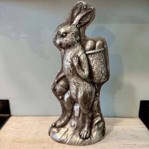 Rustic Farmhouse Easter Bunny Statue | Whimsical Cottagecore Rabbit Spring Decor